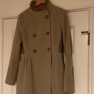 Wool leather taupe peacoat Badgkey Mischka medium